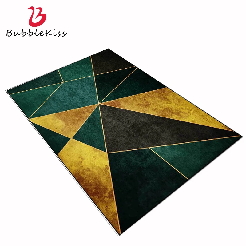 

Пузырьковый поцелуй ковры с абстрактными рисунками для дома, гостиной, современные, Роскошные, темно-зеленые, золотистые геометрические коврики, домашний декор