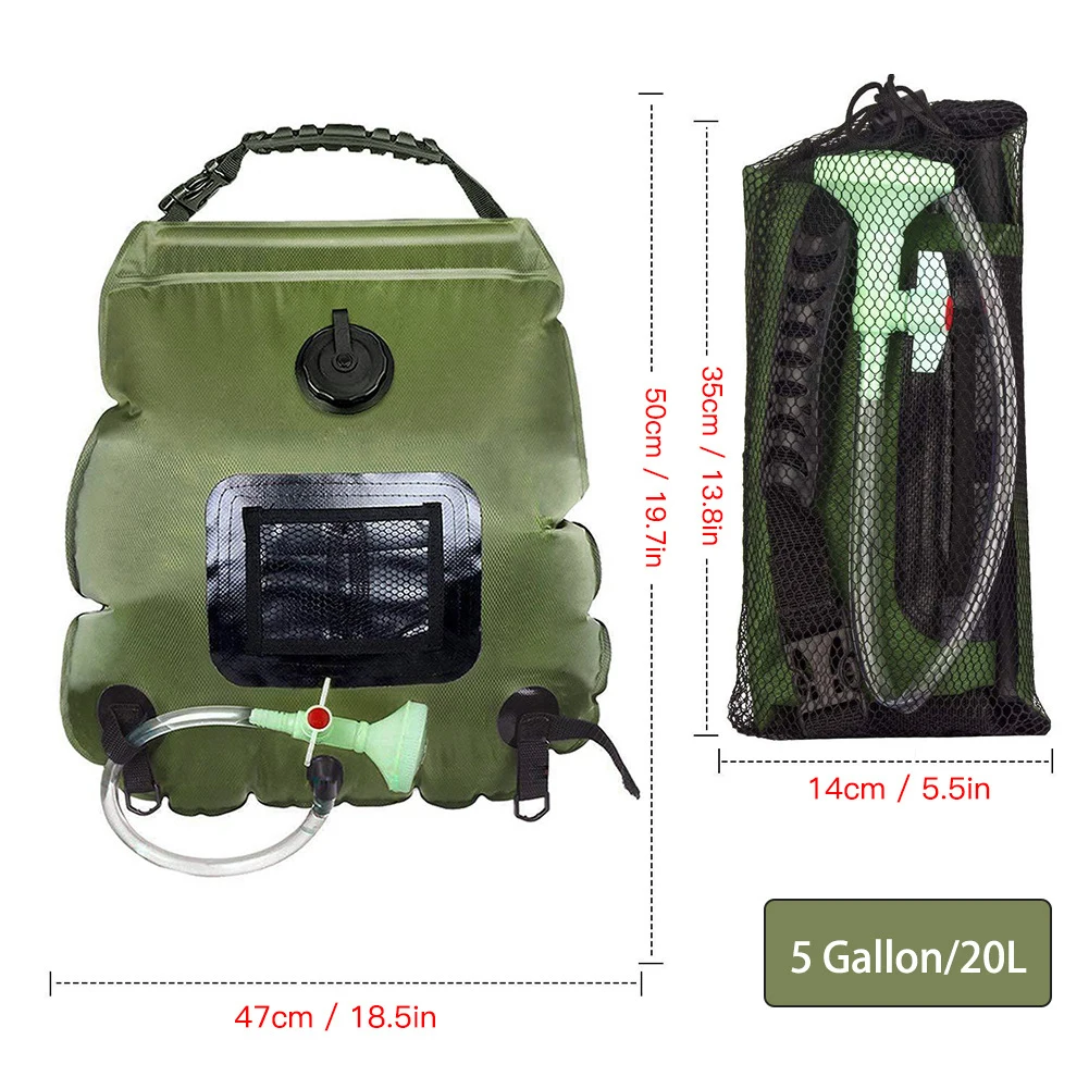 

Portable Heating Shower Bags Foldable 20L Solar Water Storage Bags Outdoor Camping Heating Shower Bathing Bag