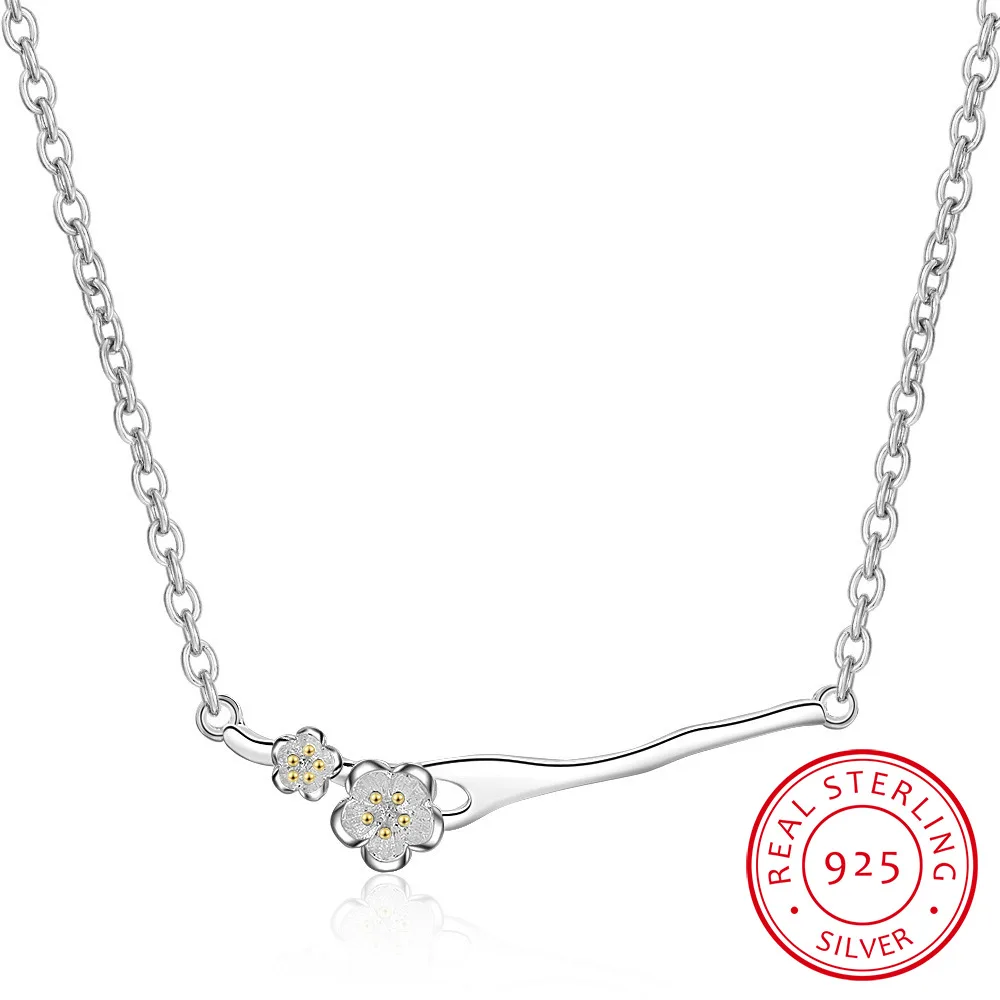 Женское ожерелье из серебра 925 пробы с цветком вишни|Ожерелья| |