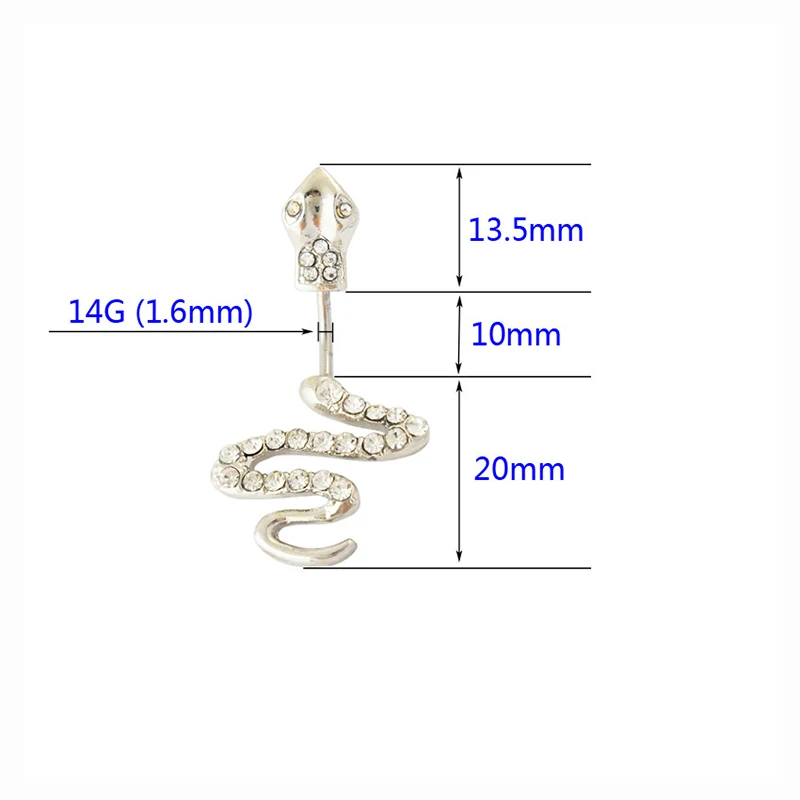 

Crystal Snake Belly Piercing Button Rings Bar Barbell Drop Dangle Navel Rings Belly Button Rings for Women Men Body Jewelry Gift