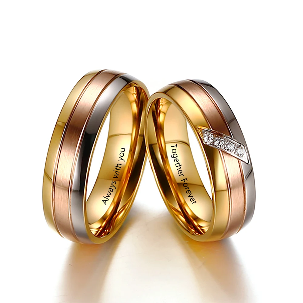 Персонализированные кольца из нержавеющей стали с гравировкой имени для пар