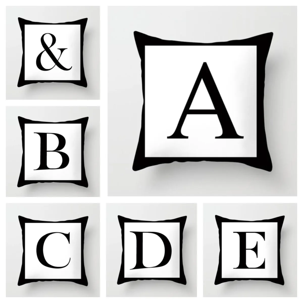 Черный белый цвет письмо Диван Декоративные подушки 45*45 см для детской комнаты