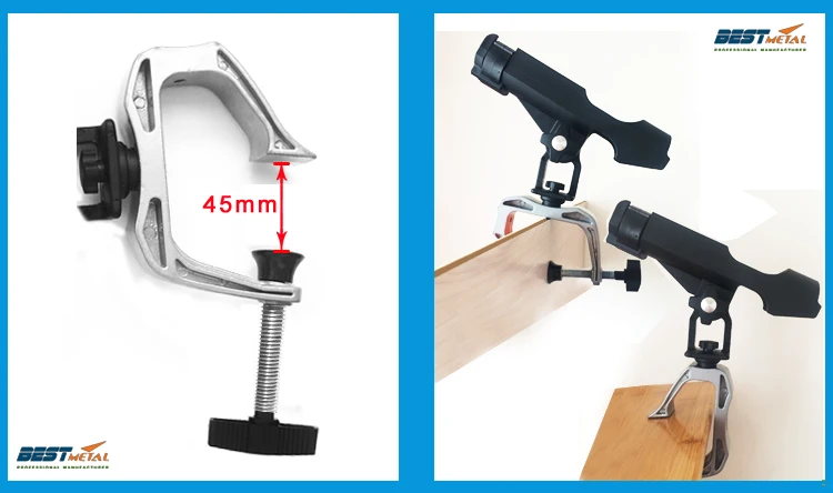 

Fishing Rod Holders clamp on Adjustable Removable 360 degree Kayak Boat Support Pole stand Bracket