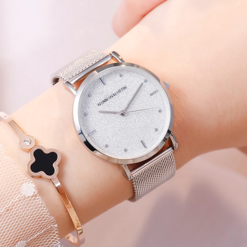 

HM Women Watches New Fashion Luxury Rose Gold Mesh Watch Ladies Unique Simple Casual Quartz Waterproof Wristwatch Dropshipping