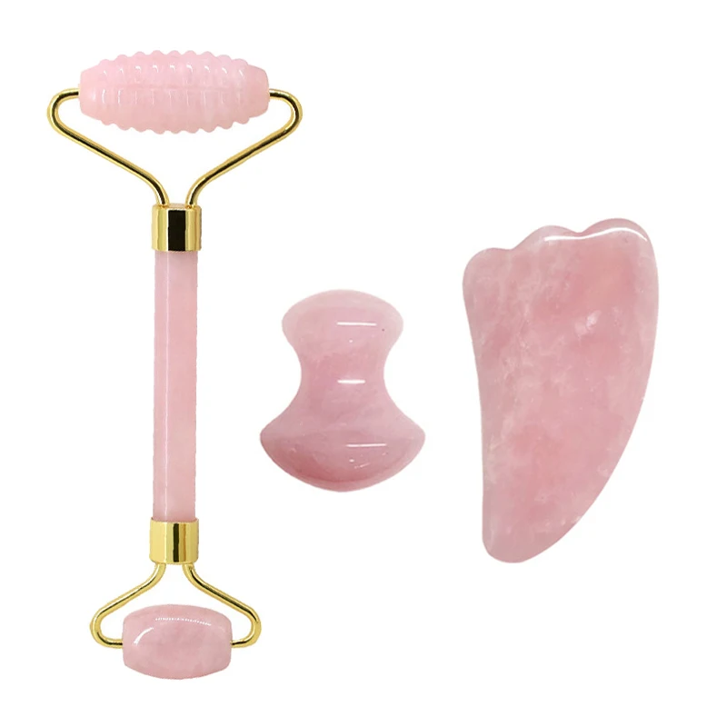 Rose Quartz Jade Roller Set Gua Sha Natural Jade Facial Massage Set Face Massager Lifting Tool  Skin Care Tools massage muscle