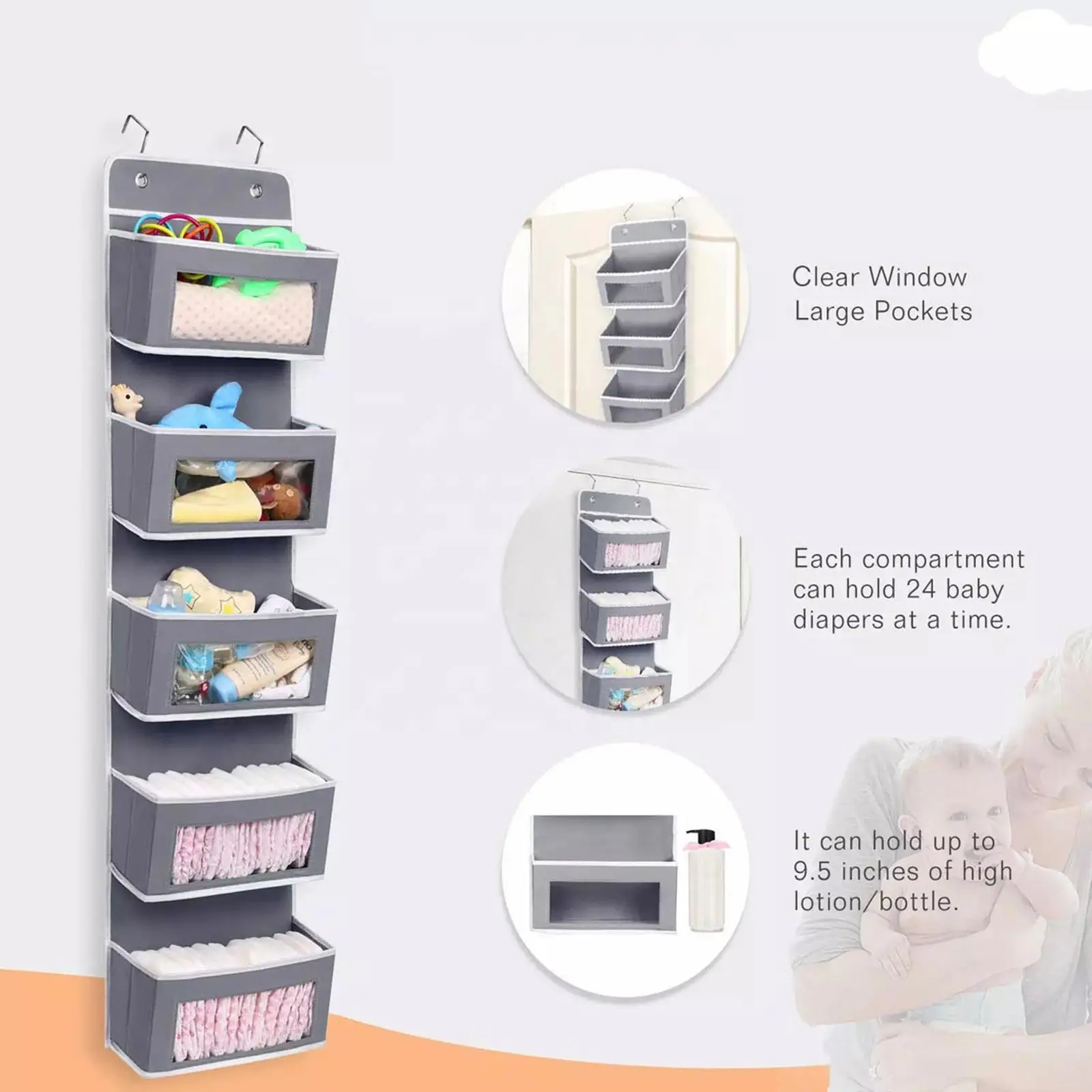 

Door And Window Hanging Type 5-Layer Storage Hanging Bag Clothing And Kitchen Hanging Wall Type Sundry Sorting Hanging Bag Home