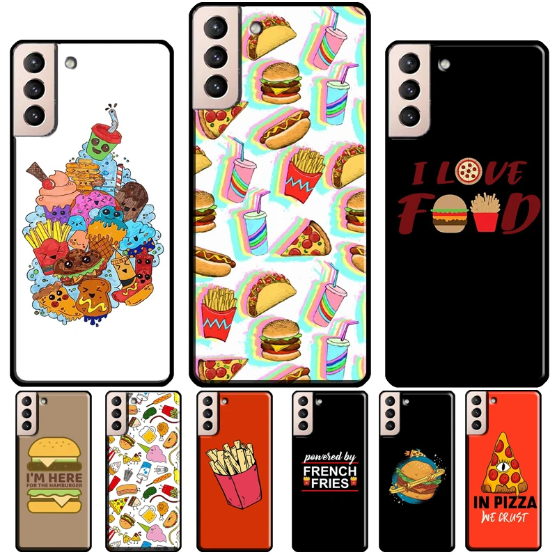 Hamburger Fries Pizza Fast Food Case For Samsung Galaxy S10 S9 S8 Note 10 Plus Note 20 S22 S21 Ultra S20 FE Cover Shell