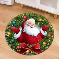 Круглый ковер с рождественским рисунком, компьютерный стул, подвесная корзина для гостиной, спальни, детский коврик для украшения пола, дом...