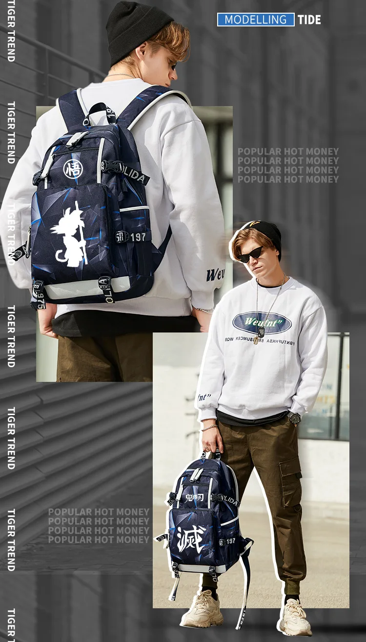 Светящийся школьный рюкзак SCP Cosplay из ткани Оксфорд с USB зарядкой|Мужские рюкзаки|