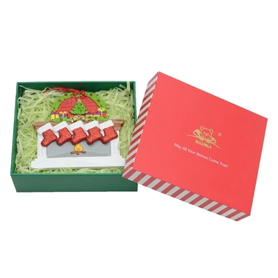 Family of 5-gift box Смола камин блестящие чулки семья из 3 рождественские украшения персонализированные подарки написать свое имя для праздничное украшение для дома - Цвет: Family of 5-gift box