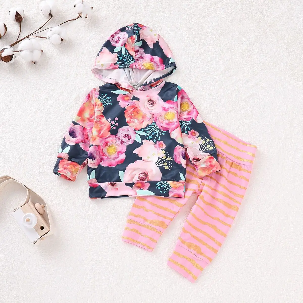 Толстовки с капюшоном и длинными рукавами цветочным принтом карманами для