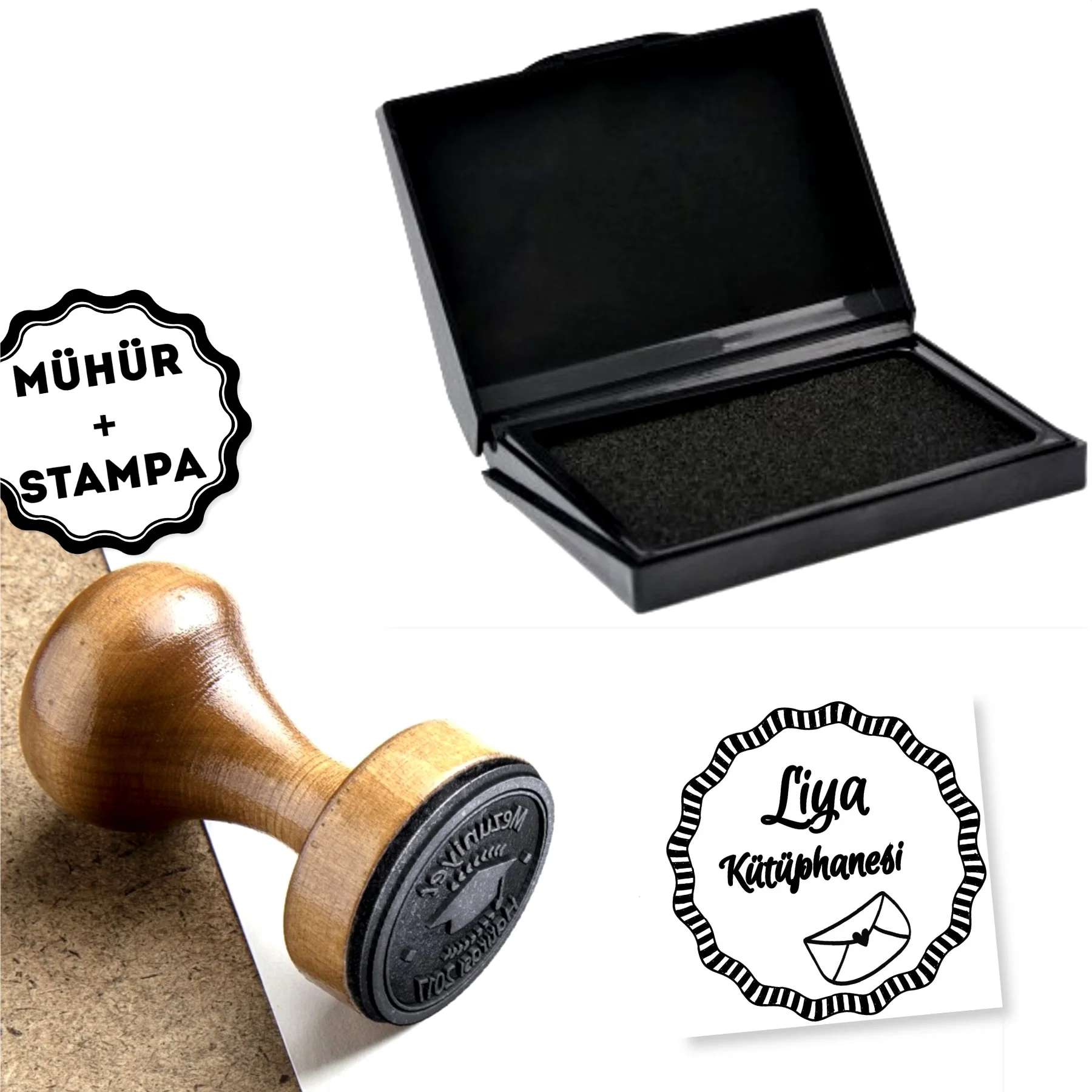 

Personalized Name Written Wood Book Seal-A823