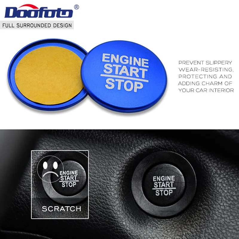 Doofoto Car Accessories - Start Stop Engine Button Cover for Jeep Patriot, Renegade, Wrangler JL, Compass, Grand Cherokee XJ - Styling image 5