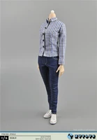 zytoys scale 16 fashion women blue plaid denim suit zy5012 for mostly 12 inch doll soldier collection