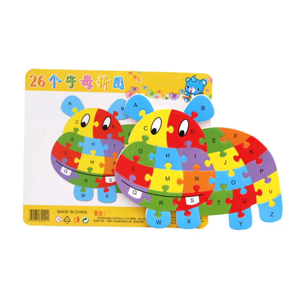 Wooden Assembleable Toys Lion Animal Designs ABC Alphabet Cognition Learning Puzzles Jigsaw Intelligence Games Kids Gifts | Игрушки и