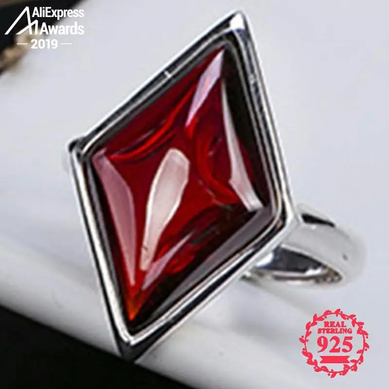 S925 Изящные антикварные магазинные рубиновые кольца для женщин ручной работы в