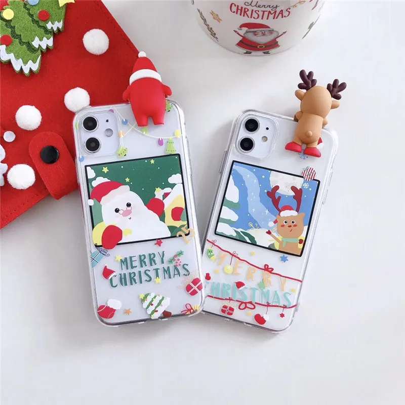 Cartoon Deer Christmas Phone Case For iPhone 11 Pro Max XR XS X Silicone Matte Cover 7 8 Plus 6 6S Xmas Gifts |