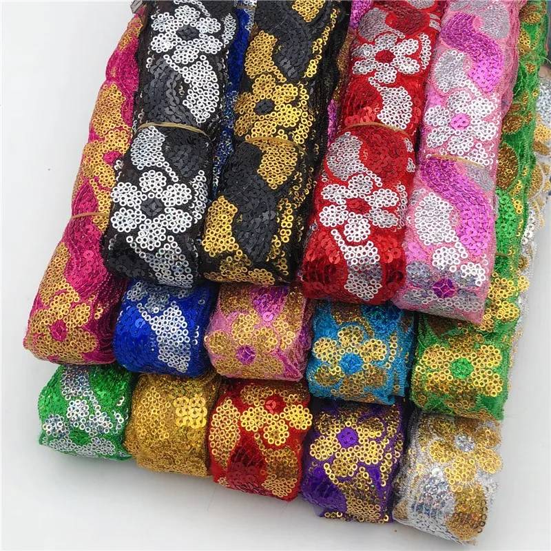 Дешевые цветы блестки ткань венецианская декоративная плетеная металлическая