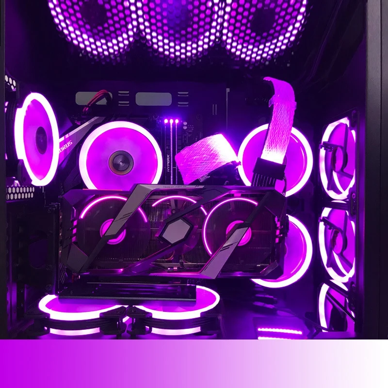 

RGB 24P Power Extension Cable Mesh-Type Synchronous Light-Emitting Cable Magic Color Bottom Cotton Mesh Braided Cable