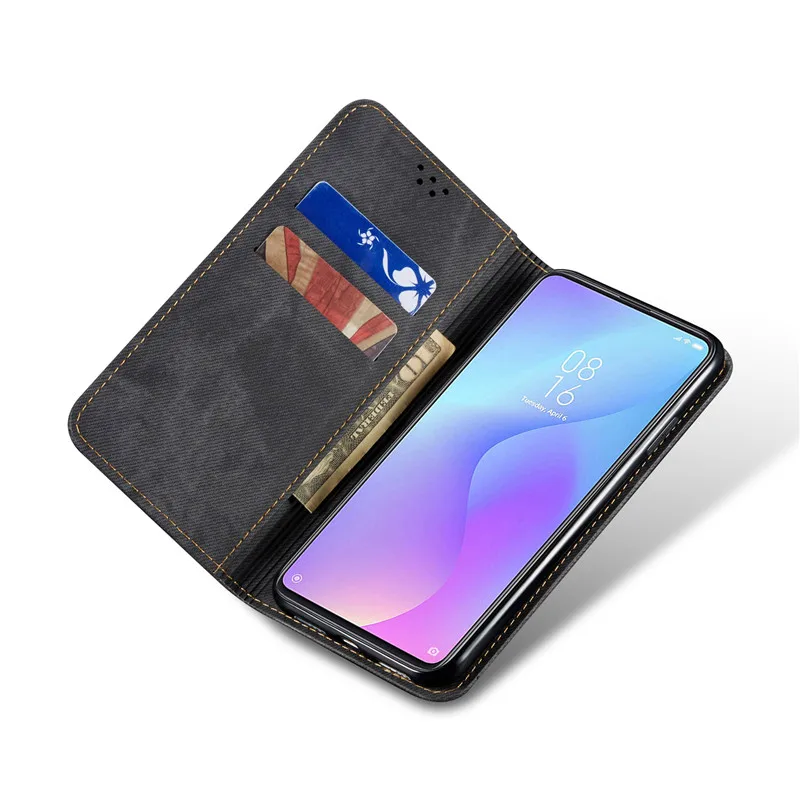 

Retro Flip Case For Xiaomi Mi 9t Note 10 Pro Cc9 Pro Cc9e Cc9 A3 A3 Lite Mi 9 Lite Case Denim Fabirc Stand Wallet Back Cover