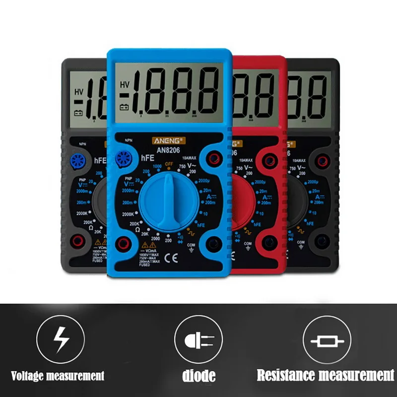 XL830L Ручной цифровой мультиметр с ЖК подсветкой Портативный AC/DC Амперметр