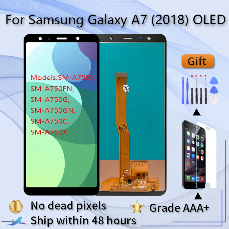 

Для Samsung Galaxy A7 2018 A750 Super AMOLED TFT/OLED/ LCD SM-A750F A750F дисплей с сенсорным экраном в сборе Запасная часть