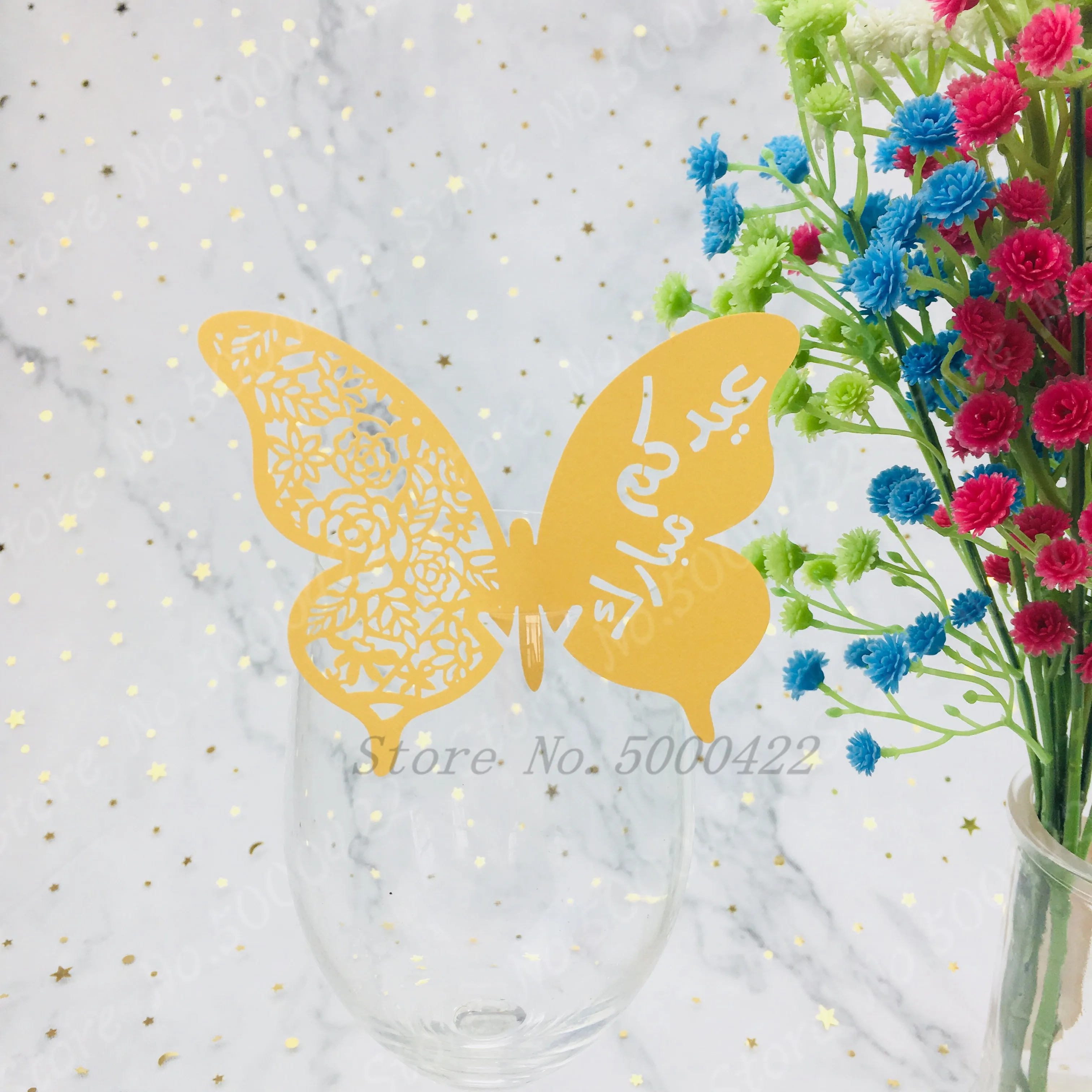 50 шт. карты имени вина место бабочки эскорт стакан для бумажная карта Свадебная