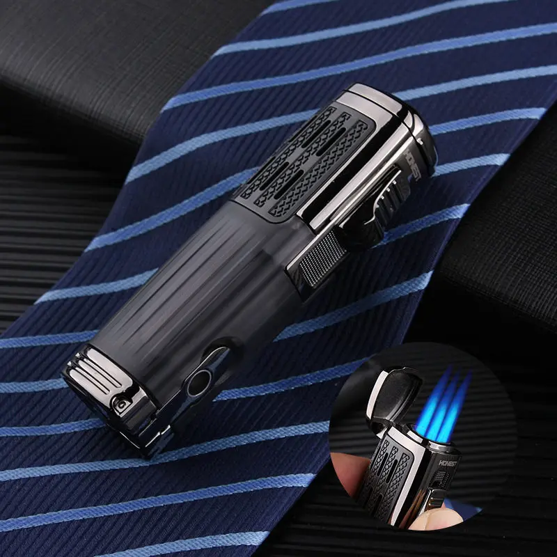 

Butane Three Straight Into The Lighter Multifunctional High-end Boutique Metal Windproof Cigarette Lighter Cigar Accessories