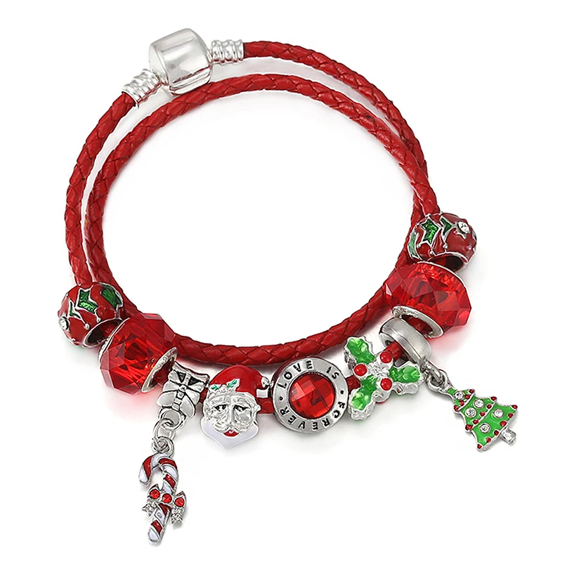 

Высококачественный посеребренный браслет-цепочка со змеиным плетением, очаровательный браслет с рождественской елкой и подвесками конфет...