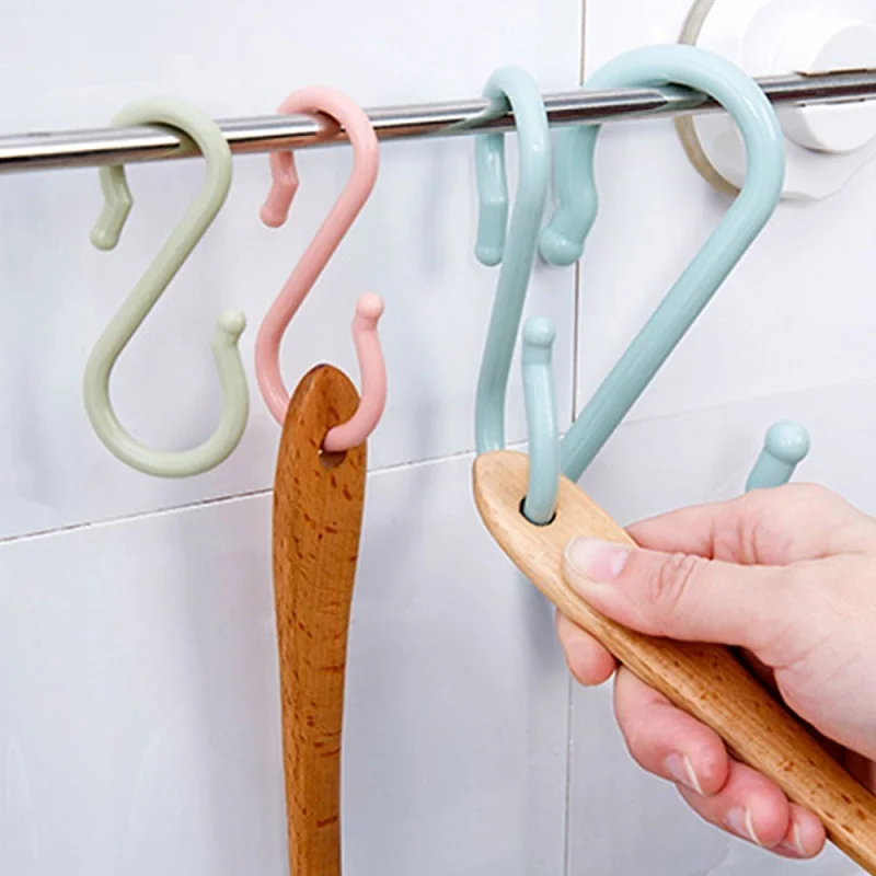 

3 Color 8pcs/Bag Plastic Hanger Hanger Hooks S Shaped Hooks Organizer Shoes Holders Couture Durable Powerful Multi-Function