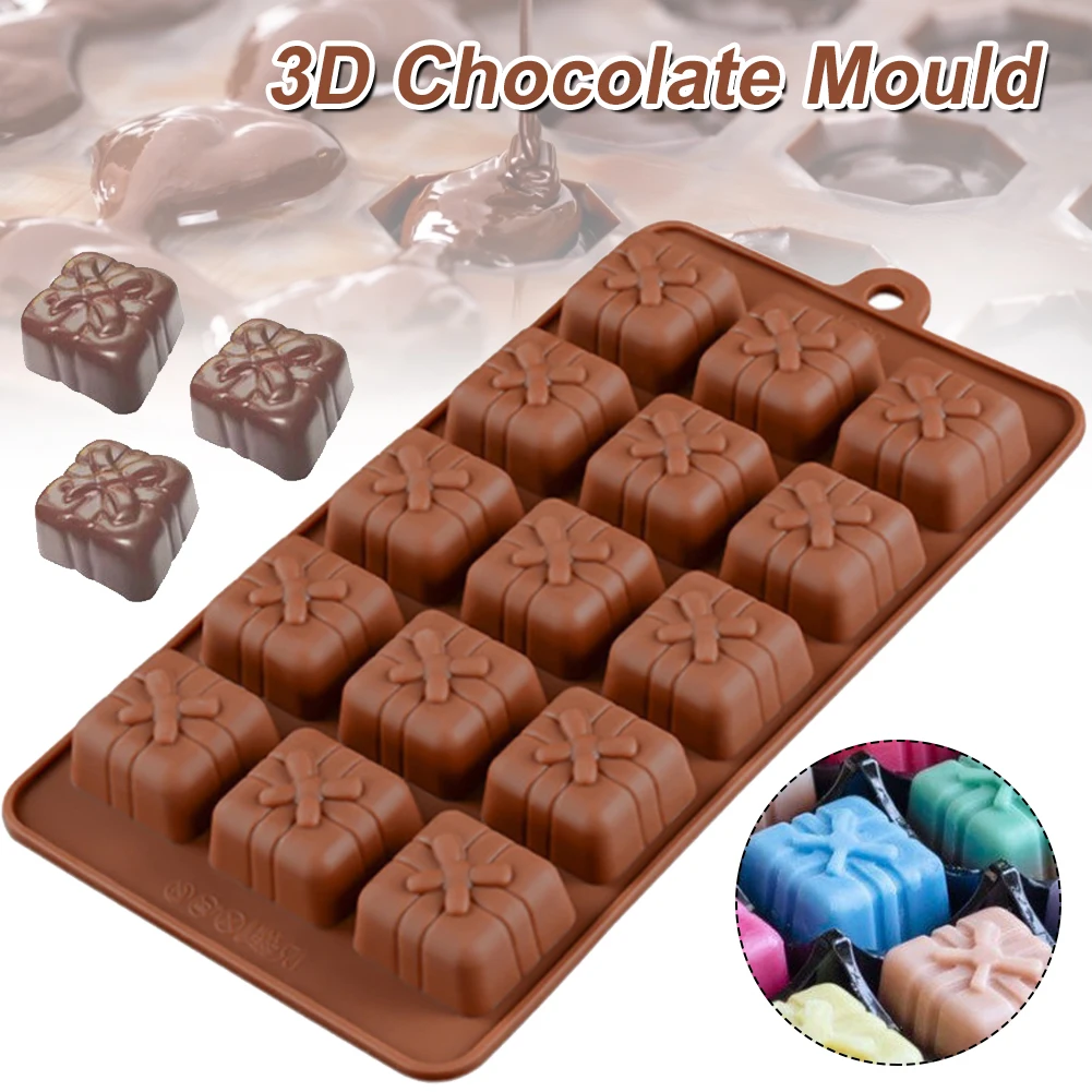 

1PC 3D Silicone Mold Christmas Gift Box Present Mould Soap Wax Melt Chocolate DIY Molds Non-Stick Silicone Cake Mould Tools