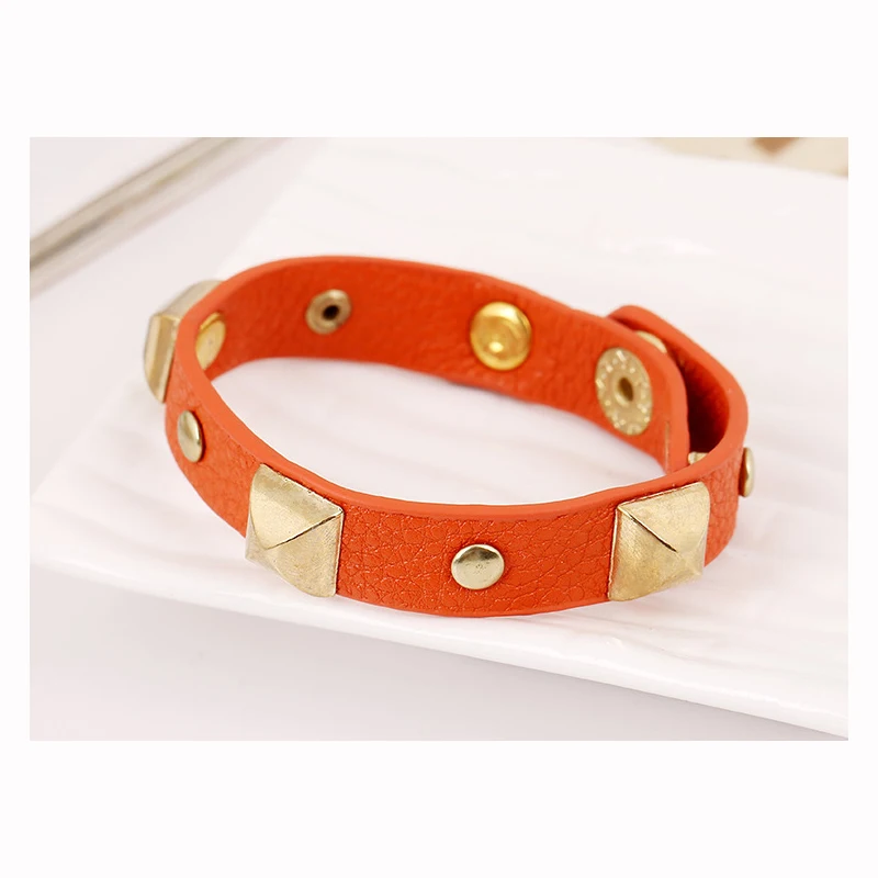2019 Новый PU с золотыми заклепками Леди Мода высокое уличный стиль кожаный браслет