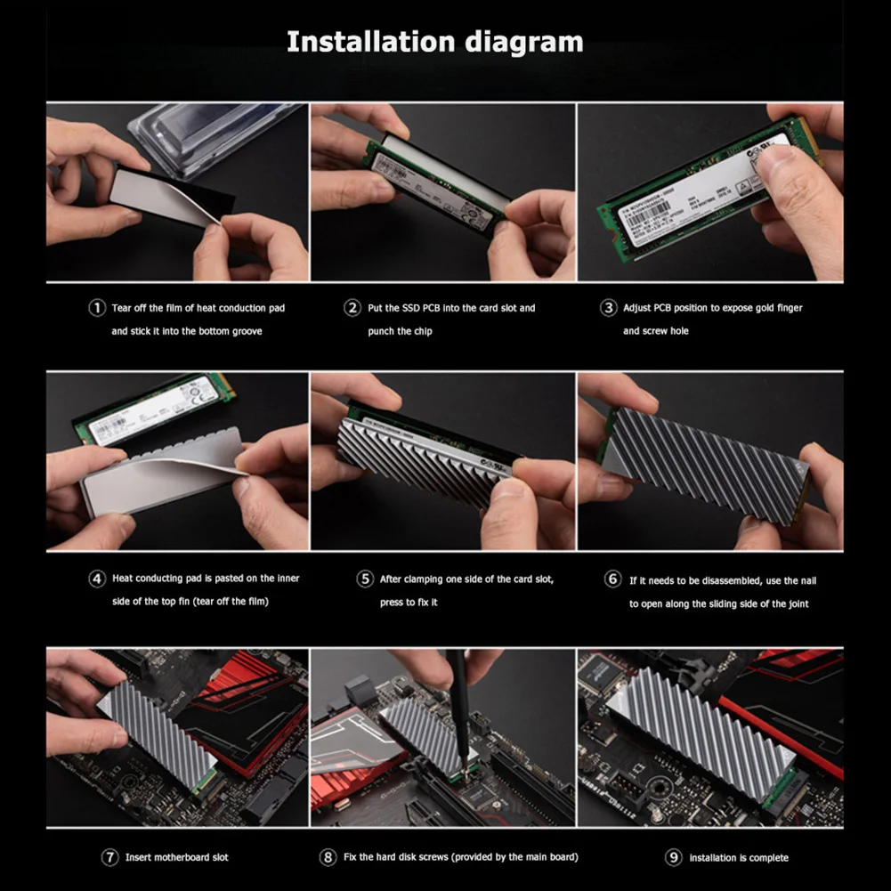 M.2 SSD NVMe теплоотвод M2 2280 жесткий диск алюминиевый ребристый радиатор с тепловой