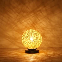 usb plug in table lamp dimmable hand woven lampshade for living room bedroom home wedding decoration led atmosphere night light