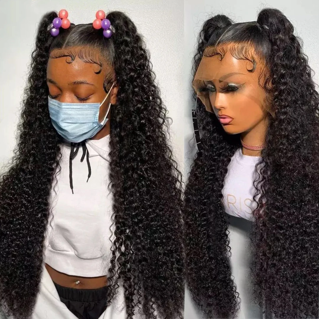 

30-дюймовый парик с глубокой волной, фронтальные парики 13x4 HD, женские парики с волнистыми вьющимися человеческими волосами, бразильские воло...