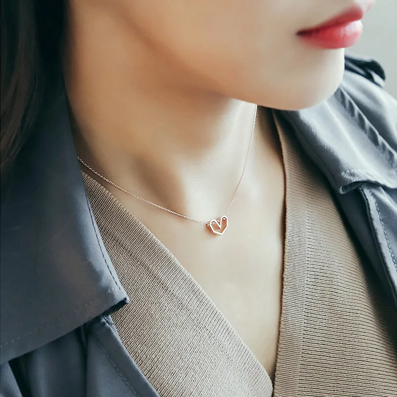 Женское колье из серебра 2018 пробы с подвеской в виде сердца 40 см|gift girl|heart pendantfashion