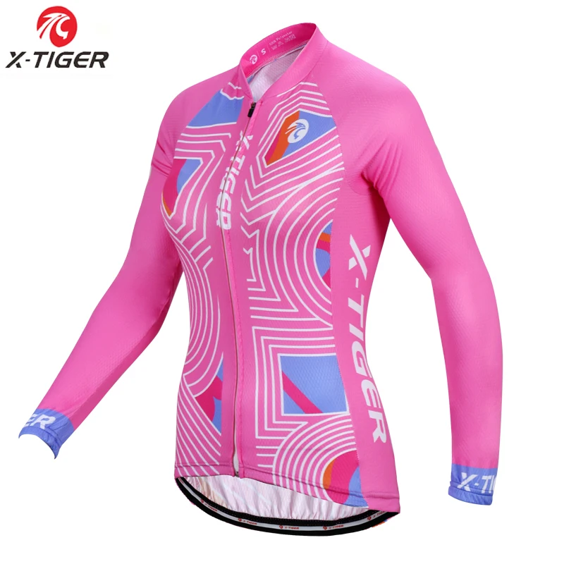 

X-Tiger Long Sleeve Autumn MTB Bike Wear Clothes Bicycle Cycling Clothing Anti-UV 100% Polyester Women Cycling Jersey Breathable