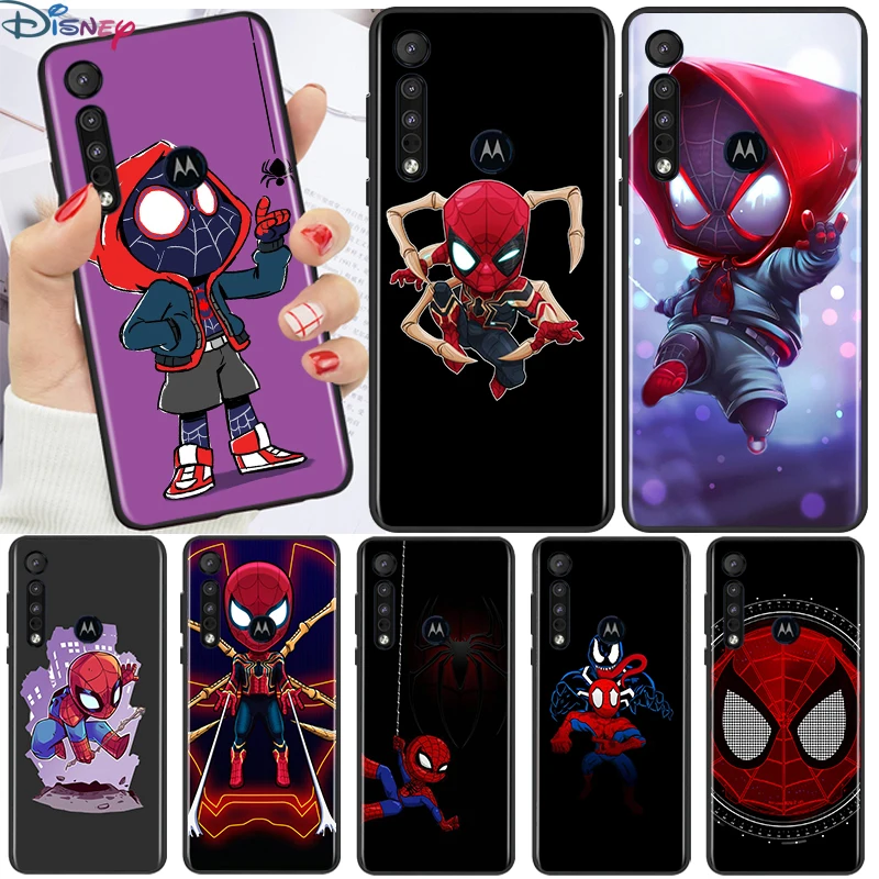 

Marvel Cartoon Spiderman For Motorola G9 G8 G Edge One E7 E6 Power Lite Marco Hyper Fusion Plus Play Black Phone Case