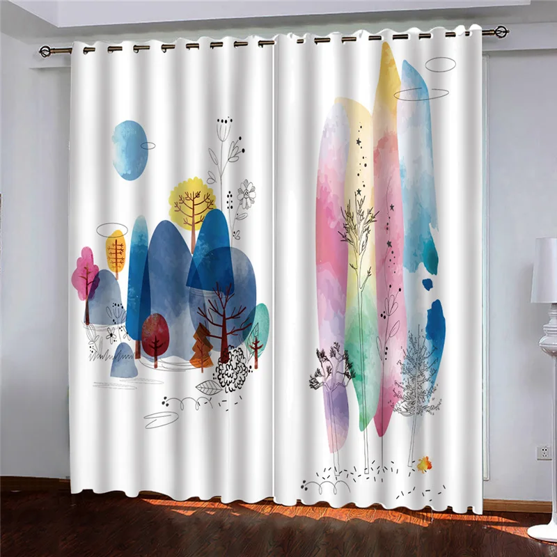 

3D Printing Curtains Luxious Living Room Bedroom Curtains Silk For Curtain Modern Home KTV Hotel Decor Drapes