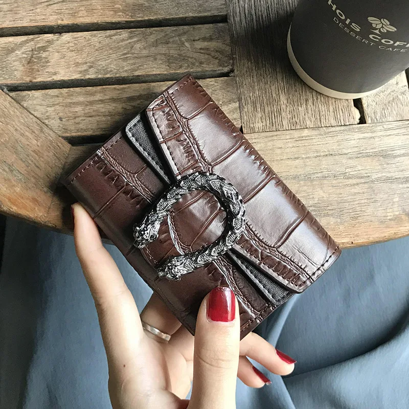 Dark Brown Женский бизнес-держатель для карт из натуральной воловьей кожи с функцией 9 бит, дизайнерский кошелек для карт, кошелек для кредитных карт, ID, кошелек, карманная коробка - Цвет: Dark Brown