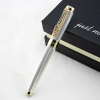 1pcslot jinhao roller ball pen 1200 canetas silver pen gold clip business executive fast writing pen luxury pen 14 1 4cm