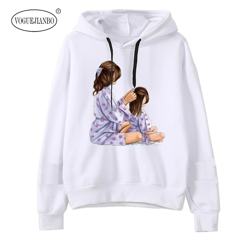 2020 Новинка белая толстовка с капюшоном топ рисунком для родителей и детей ropa mujer