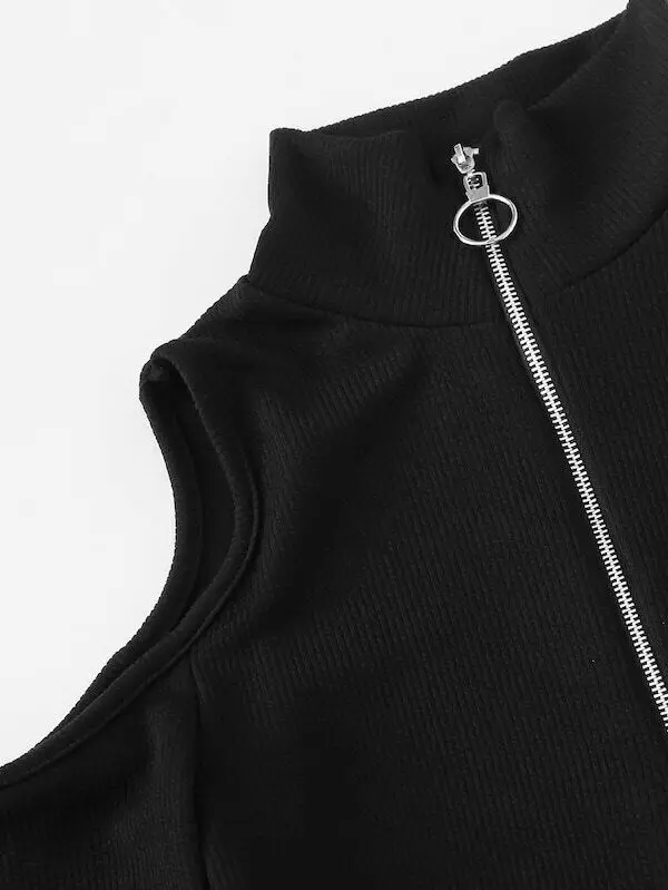 Модный осенний женский комбинезон с высоким воротником боди трико открытыми