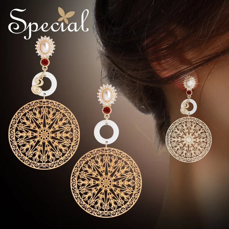 

Specials925 silver needle personality hollowed out mysterious big earring ear nail woman does not have ear hole ear clip S1836E