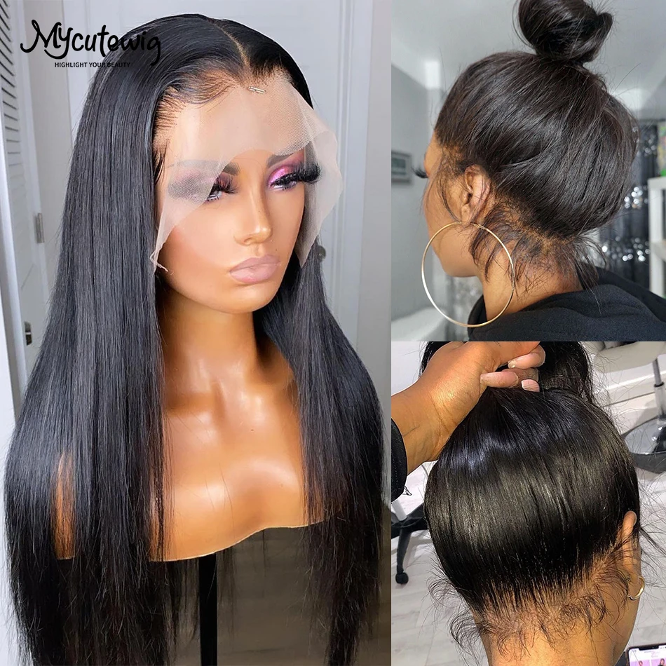 

Straight 360 Lace Front Human Hair Wigs For Women 13x6 13x4 Lace Frontal Wig Pre Pluck Brazilian Straight 4x4 Closure Wig 180%