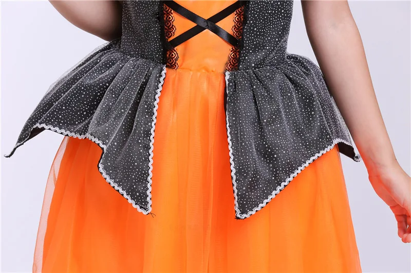 На Хеллоуин для девочек Платье с тыквами костюм танцев и сцены + головной убор