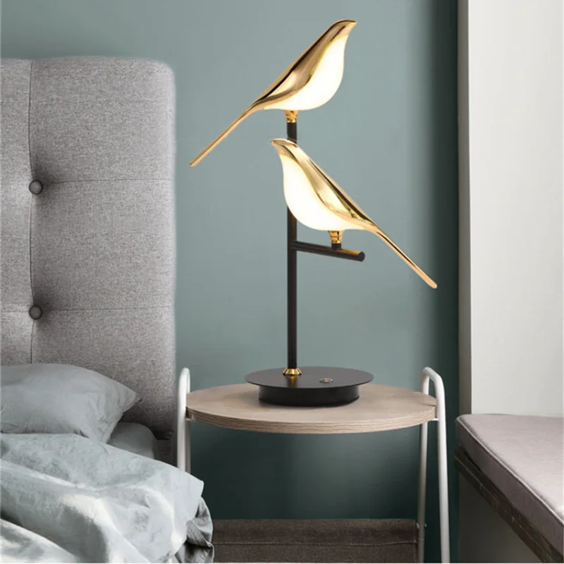 

Nordic Led Bird Art Table Lamps Luxury Bedroom Bedside Living Room Study Decoration Table Lights Touch Switch Lamp Furnitures