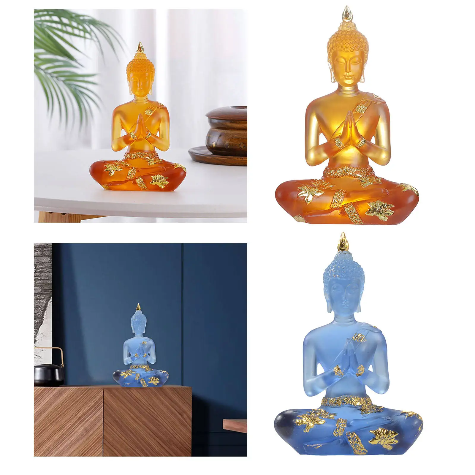 

Статуя Будды, искусственная скульптура из прозрачной смолы, ручная работа, буддизм, индуистская фигурка фэншуй, домашний декор для медитаци...