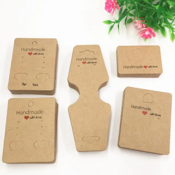 50pcs Handmade With Love Necklace Earring Jewelry Display Cards for Bracelet Packaging Holder DIY Package Card | Украшения и