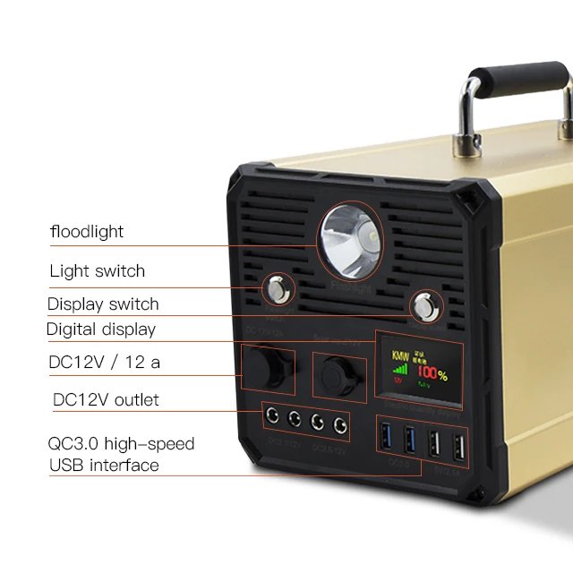 

220V 1000W Solar Power Bank 180000mAh Portable Generator Battery Station with AC/DC/USB/Type-C Multiple Output